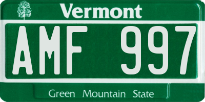 VT license plate AMF997