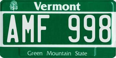 VT license plate AMF998