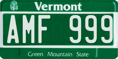 VT license plate AMF999