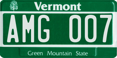 VT license plate AMG007