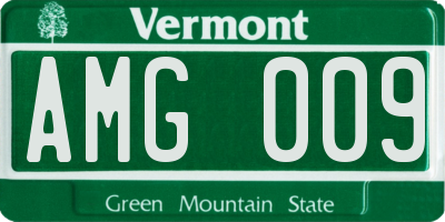 VT license plate AMG009