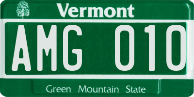 VT license plate AMG010