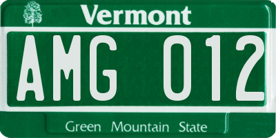 VT license plate AMG012