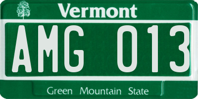 VT license plate AMG013