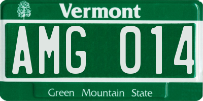 VT license plate AMG014