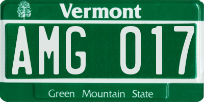 VT license plate AMG017