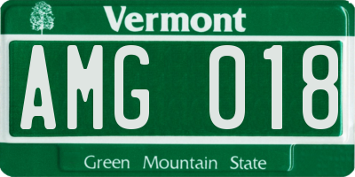 VT license plate AMG018