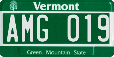 VT license plate AMG019