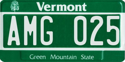 VT license plate AMG025