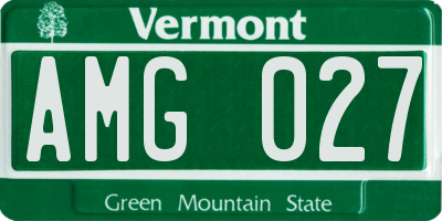VT license plate AMG027