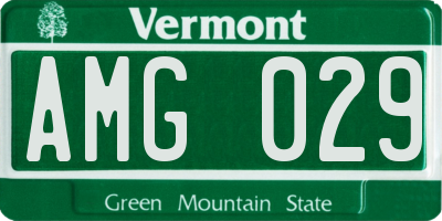 VT license plate AMG029