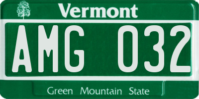 VT license plate AMG032