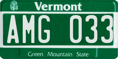 VT license plate AMG033