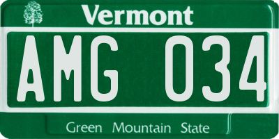 VT license plate AMG034