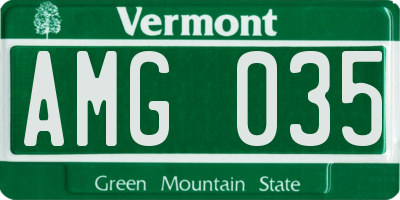 VT license plate AMG035