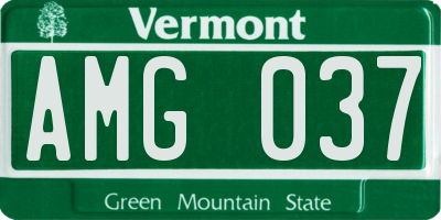 VT license plate AMG037
