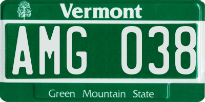 VT license plate AMG038