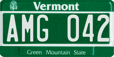 VT license plate AMG042