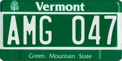 VT license plate AMG047