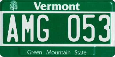 VT license plate AMG053