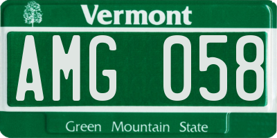 VT license plate AMG058