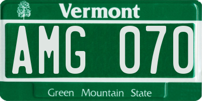 VT license plate AMG070