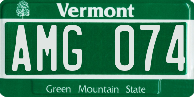 VT license plate AMG074