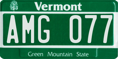 VT license plate AMG077