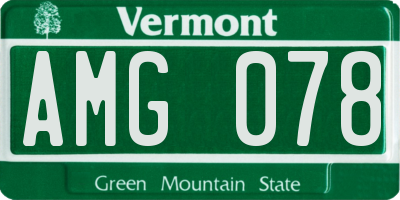VT license plate AMG078