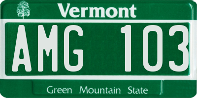 VT license plate AMG103