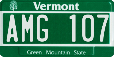 VT license plate AMG107