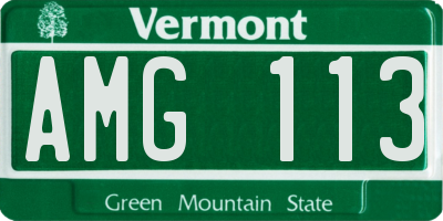 VT license plate AMG113