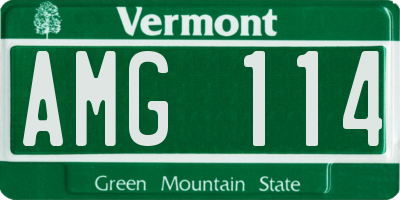 VT license plate AMG114