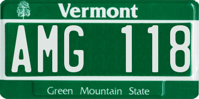 VT license plate AMG118