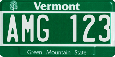 VT license plate AMG123