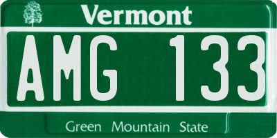 VT license plate AMG133