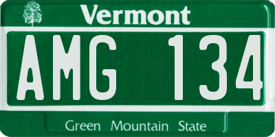 VT license plate AMG134