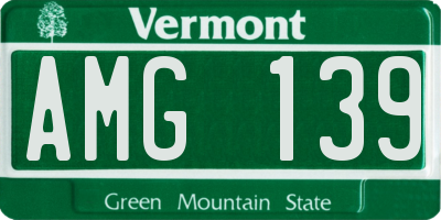 VT license plate AMG139