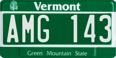 VT license plate AMG143
