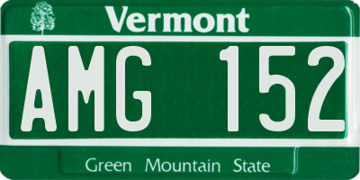 VT license plate AMG152
