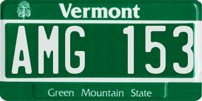 VT license plate AMG153