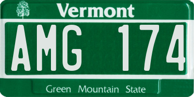 VT license plate AMG174