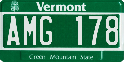 VT license plate AMG178