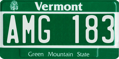VT license plate AMG183