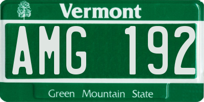 VT license plate AMG192