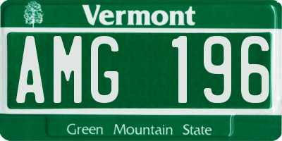 VT license plate AMG196