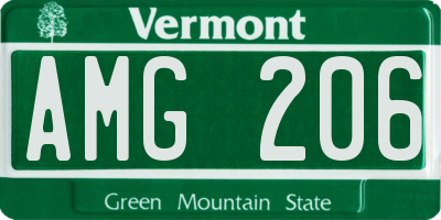 VT license plate AMG206