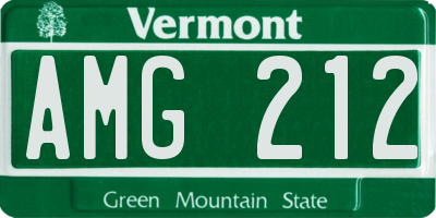 VT license plate AMG212