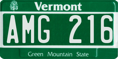 VT license plate AMG216
