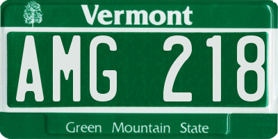 VT license plate AMG218